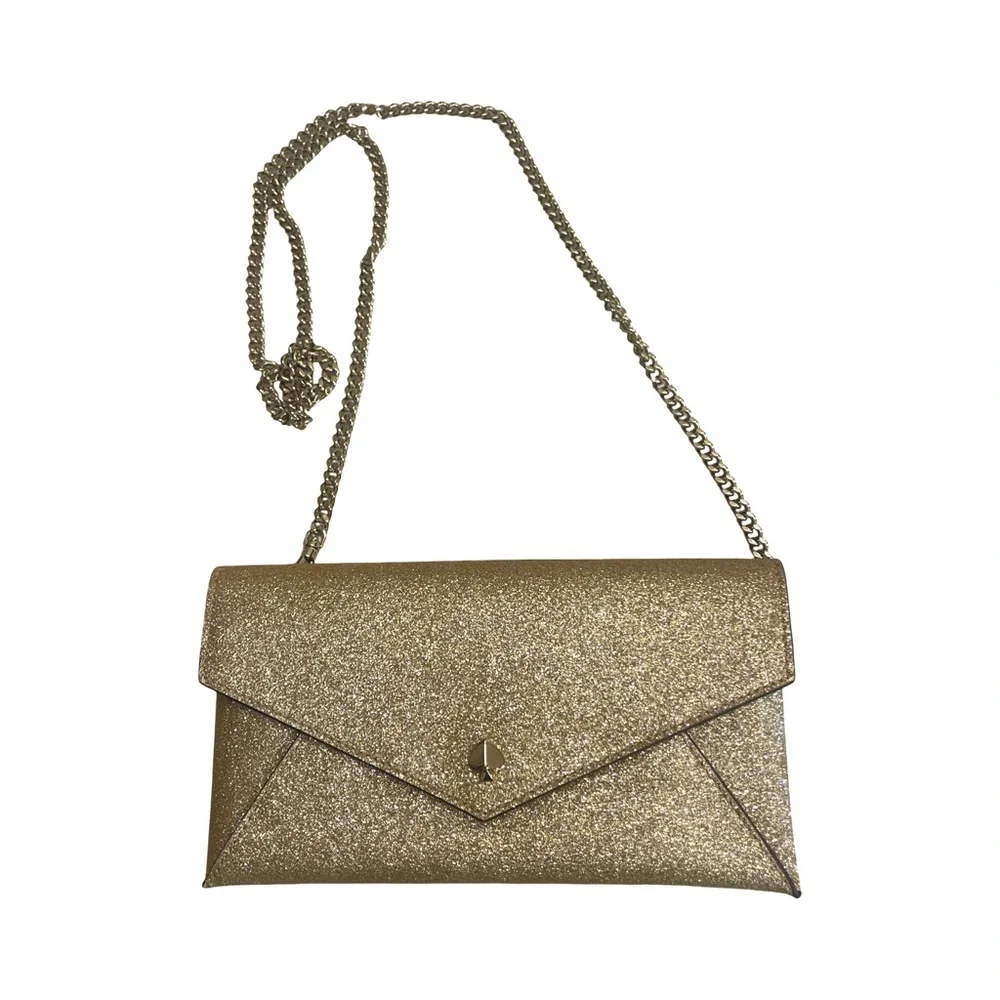 Kate Spade New York Pale Gold Burgess Court Chain Clutch (w/matching card case)